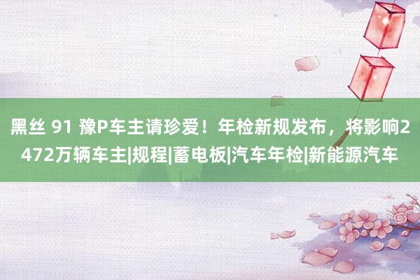 黑丝 91 豫P车主请珍爱！年检新规发布，将影响2472万辆车主|规程|蓄电板|汽车年检|新能源汽车